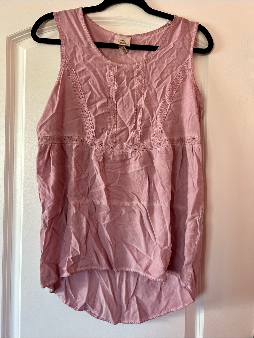 Knox Rose Dusty Pink Lace-Trim Sleeveless Camisole